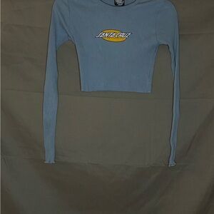 Santa Cruz Blue Ribbed Long Sleeve Crop Top